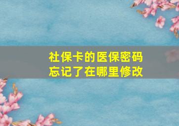 社保卡的医保密码忘记了在哪里修改