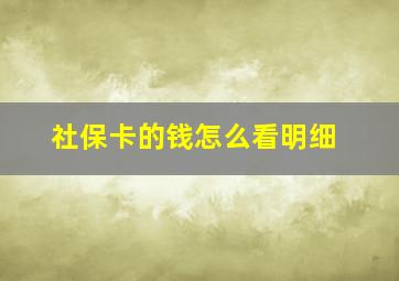 社保卡的钱怎么看明细