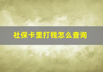 社保卡里打钱怎么查询