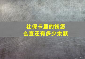 社保卡里的钱怎么查还有多少余额