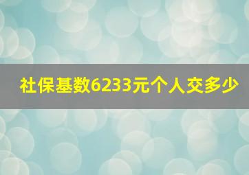 社保基数6233元个人交多少