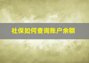 社保如何查询账户余额