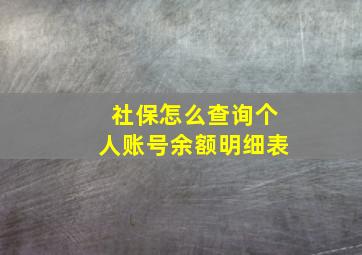 社保怎么查询个人账号余额明细表