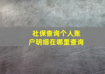 社保查询个人账户明细在哪里查询