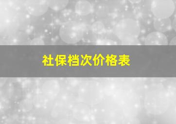 社保档次价格表