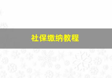 社保缴纳教程