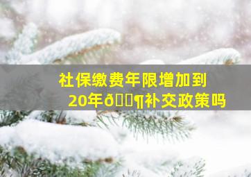 社保缴费年限增加到20年🈶补交政策吗