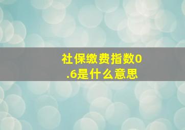 社保缴费指数0.6是什么意思