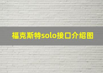 福克斯特solo接口介绍图