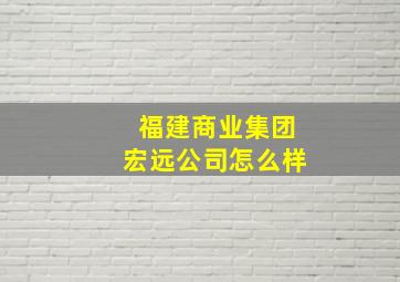 福建商业集团宏远公司怎么样