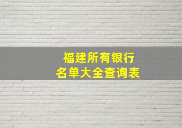 福建所有银行名单大全查询表