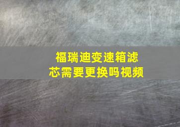 福瑞迪变速箱滤芯需要更换吗视频