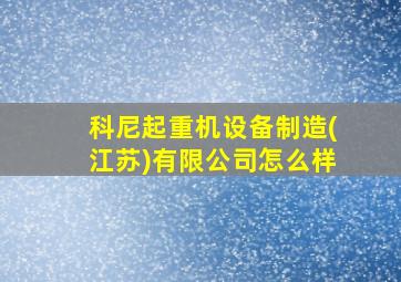 科尼起重机设备制造(江苏)有限公司怎么样