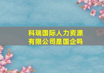 科瑞国际人力资源有限公司是国企吗