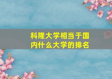 科隆大学相当于国内什么大学的排名