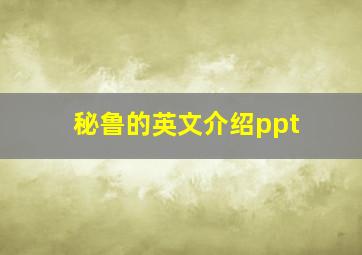 秘鲁的英文介绍ppt