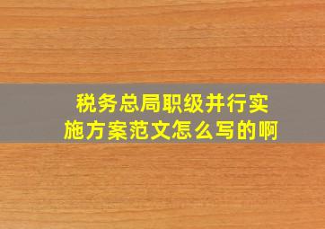 税务总局职级并行实施方案范文怎么写的啊