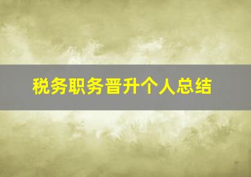 税务职务晋升个人总结