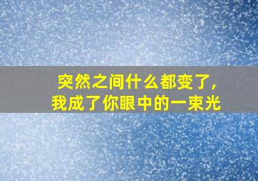 突然之间什么都变了,我成了你眼中的一束光