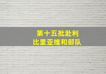 第十五批赴利比里亚维和部队