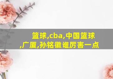 篮球,cba,中国篮球,广厦,孙铭徽谁厉害一点