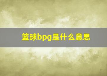 篮球bpg是什么意思