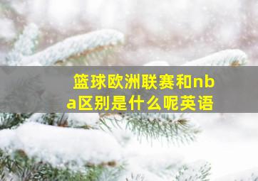 篮球欧洲联赛和nba区别是什么呢英语