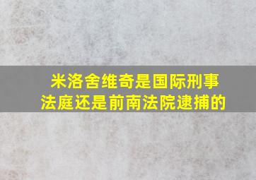 米洛舍维奇是国际刑事法庭还是前南法院逮捕的