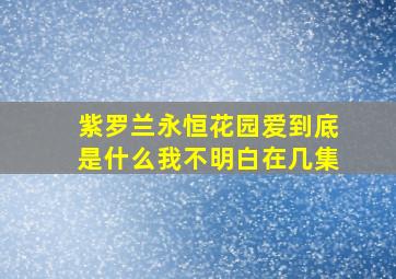 紫罗兰永恒花园爱到底是什么我不明白在几集