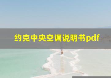 约克中央空调说明书pdf