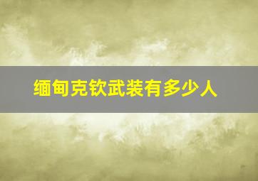 缅甸克钦武装有多少人