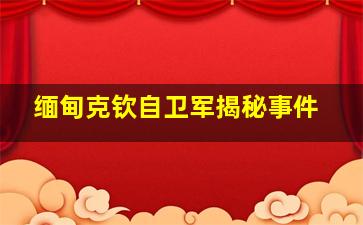 缅甸克钦自卫军揭秘事件