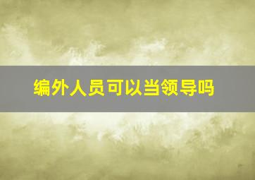 编外人员可以当领导吗