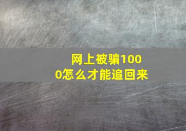 网上被骗1000怎么才能追回来