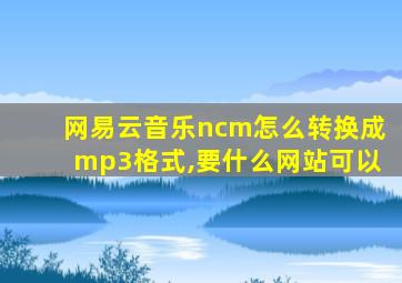 网易云音乐ncm怎么转换成mp3格式,要什么网站可以