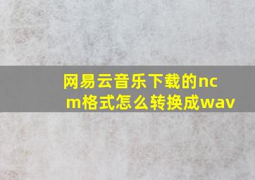 网易云音乐下载的ncm格式怎么转换成wav