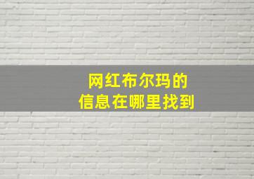 网红布尔玛的信息在哪里找到