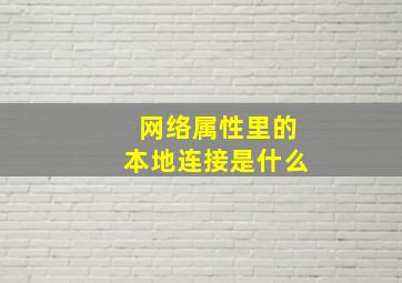 网络属性里的本地连接是什么