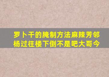 罗卜干的腌制方法麻辣芳邻杨过往楼下倒不是吧大哥今