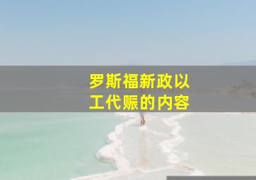 罗斯福新政以工代赈的内容