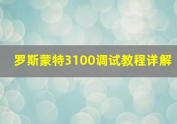 罗斯蒙特3100调试教程详解