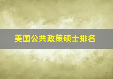 美国公共政策硕士排名