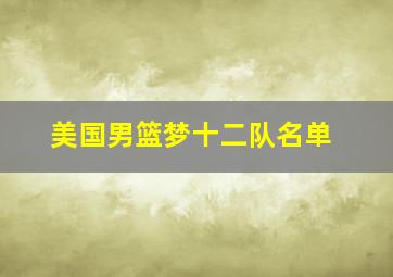 美国男篮梦十二队名单