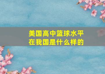 美国高中篮球水平在我国是什么样的