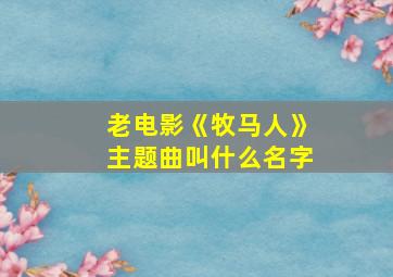 老电影《牧马人》主题曲叫什么名字