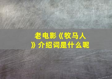 老电影《牧马人》介绍词是什么呢