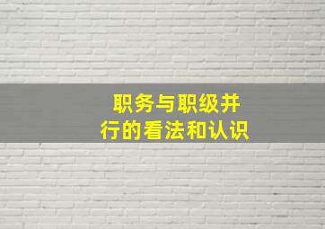 职务与职级并行的看法和认识