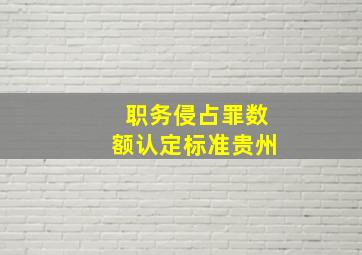 职务侵占罪数额认定标准贵州