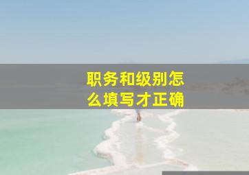 职务和级别怎么填写才正确