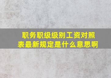 职务职级级别工资对照表最新规定是什么意思啊